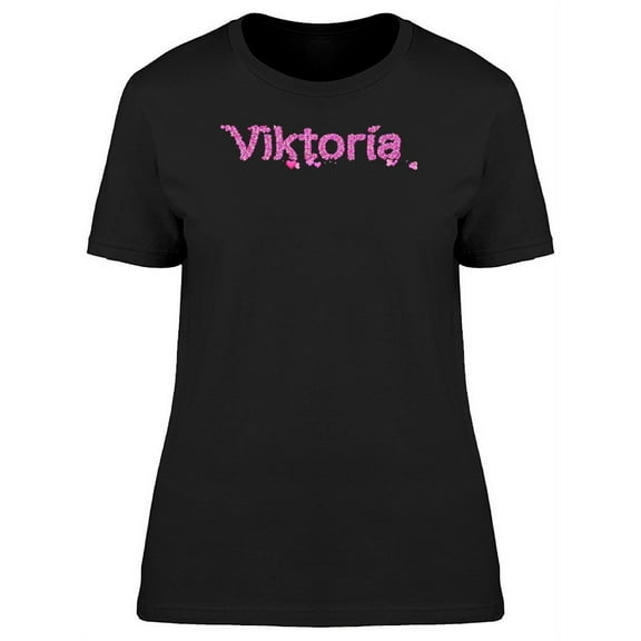 Viktoria Cool Pink Heart Name T-Shirt Women -Image by Shutterstock, Female Medium