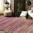 thumbnail image 3 of Jaipur Art And Craft Indian Handmade Multicolour Cotton Jute Chindi Rectangle Area Rug (2x6 Sq ft), 3 of 5
