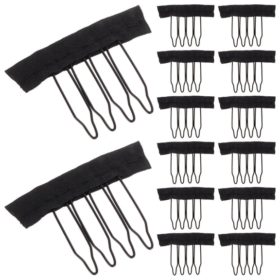 Alasum Black Metal Spring Wig Combs 4-Tooth Strong Grip Hair Accessories 30 Pieces