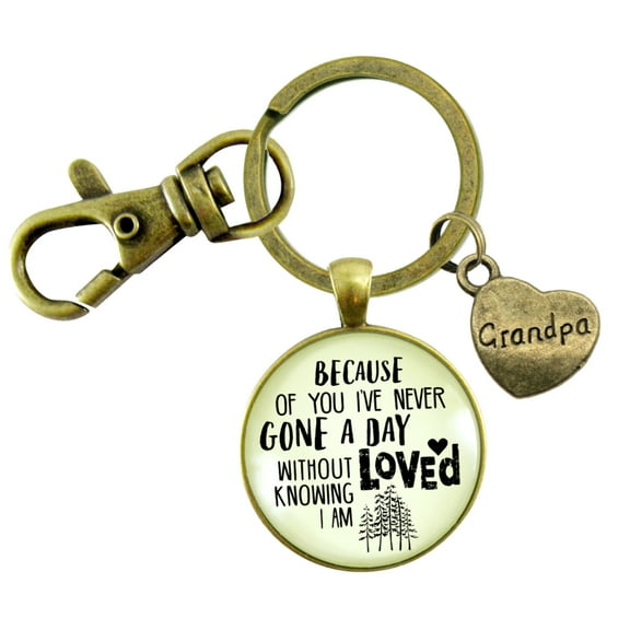 Grandpa Gutsy Goodness Bronze Metal Keychain Because of You Know Love Key Ring Adult Male Gift