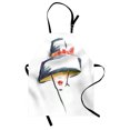 thumbnail image 1 of Modern Apron Modern Fashion Woman with Vintage Stylized Hat Romantic Artistic Print, Unisex Kitchen Bib Apron with Adjustable Neck for Cooking Baking Gardening, Blue Grey Red Yellow, by Ambesonne, 1 of 3