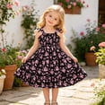 thumbnail image 2 of XAOFW Floral Print Trimmed Dresses For Girls Sleeveless Partywear Dress With Bow And Ruffled Hem Birthday Party Cozy Sundresses, 2 of 8