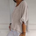 thumbnail image 4 of Plebaso T-Shirts en Coton et Lin pour Femmes Manches à Volants Col Rond Tee-Shirts Couleur Unie Légers Hauts, 4 of 7
