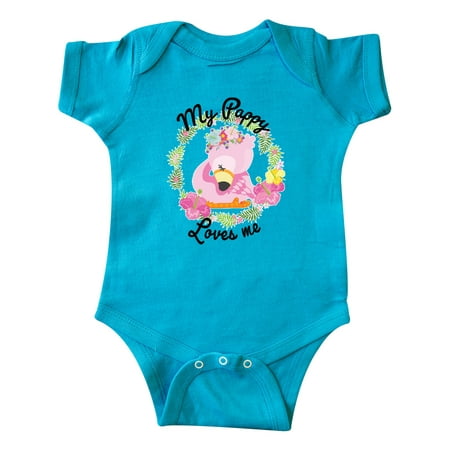 

Inktastic Baby Flamingo My Pappy Loves Me with Flower Wreath Gift Baby Boy or Baby Girl Bodysuit