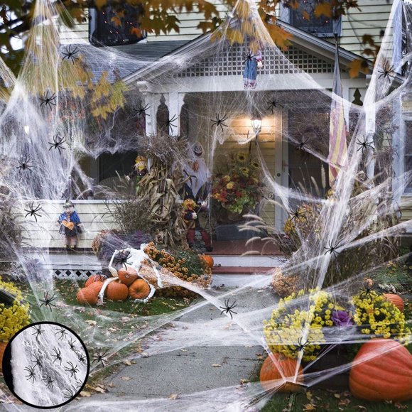 20/40/60/100/120/200/300g Artificial Spider Web Glowing in The Dark Horrible Luminous Cobweb with Spiders for Halloween
