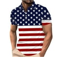 thumbnail image 2 of Independence Day Shirts For Men American Flag Graphic Tees Summer Lightweight Breathable Button Lapel Short Sleeved Top Blue XS, 2 of 6