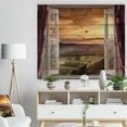thumbnail image 3 of Designart 'Open Window to Rural Sunset Landscape' Contemporary Print on Natural Pine Wood, 3 of 5