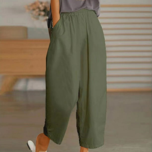 Jienlioq Cargo Pants for Women Womens Casual Loose Pants Comfy Work Pants  Pockets Elastic High Waist Pants 