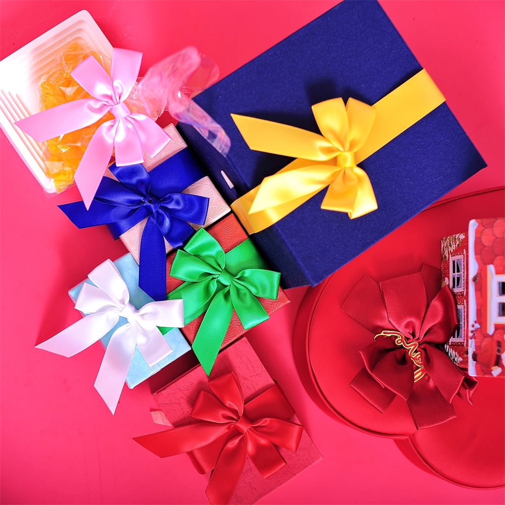 60 Pcs 3.35 Inch Satin Ribbon Bows in Premium Box for Christmas Gift Wrapping, Wedding Party Decorations-Green