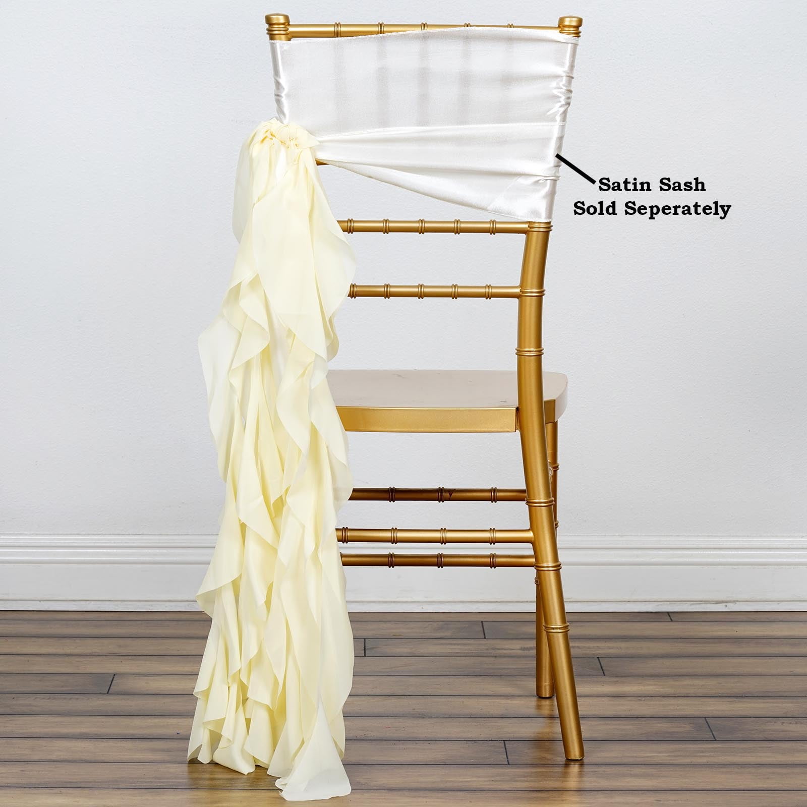 BalsaCircle Curly Chiffon Chair Sash Ivory