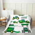 thumbnail image 2 of Tractor Blanket Baby 30x40,Green White Equipment Trucks Throw Blanket,Excavator Fleece Blanket for Child Kids Boys Teens,Construction Site Car Flannel Blanket for Car Theme Room Bedroom Decor, 2 of 5