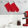 thumbnail image 3 of Unique Bargains 2pcs Silicone and Cotton Heat-Resistant  Oven Mitts Red 12.6" x 7.1", 3 of 6