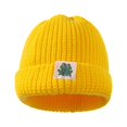 thumbnail image 2 of Holloyiver Kids Winter Knit Hat Warm Fleece Lined Hats Solid Color Dome Cartoon Label Pullover Warm Knitted Hat Children Cute Hat (0-3Years) Yellow, 2 of 5