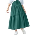 thumbnail image 2 of HAOTAGS Skirts for Girls,Solid Color Summer Midi Length Cake Skirts Army Green 8-9, 2 of 5
