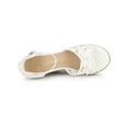 thumbnail image 4 of BLISSFUL STEP Women's Espadrille Wedge Heel Wedge Sandals White Flower 8, 4 of 7