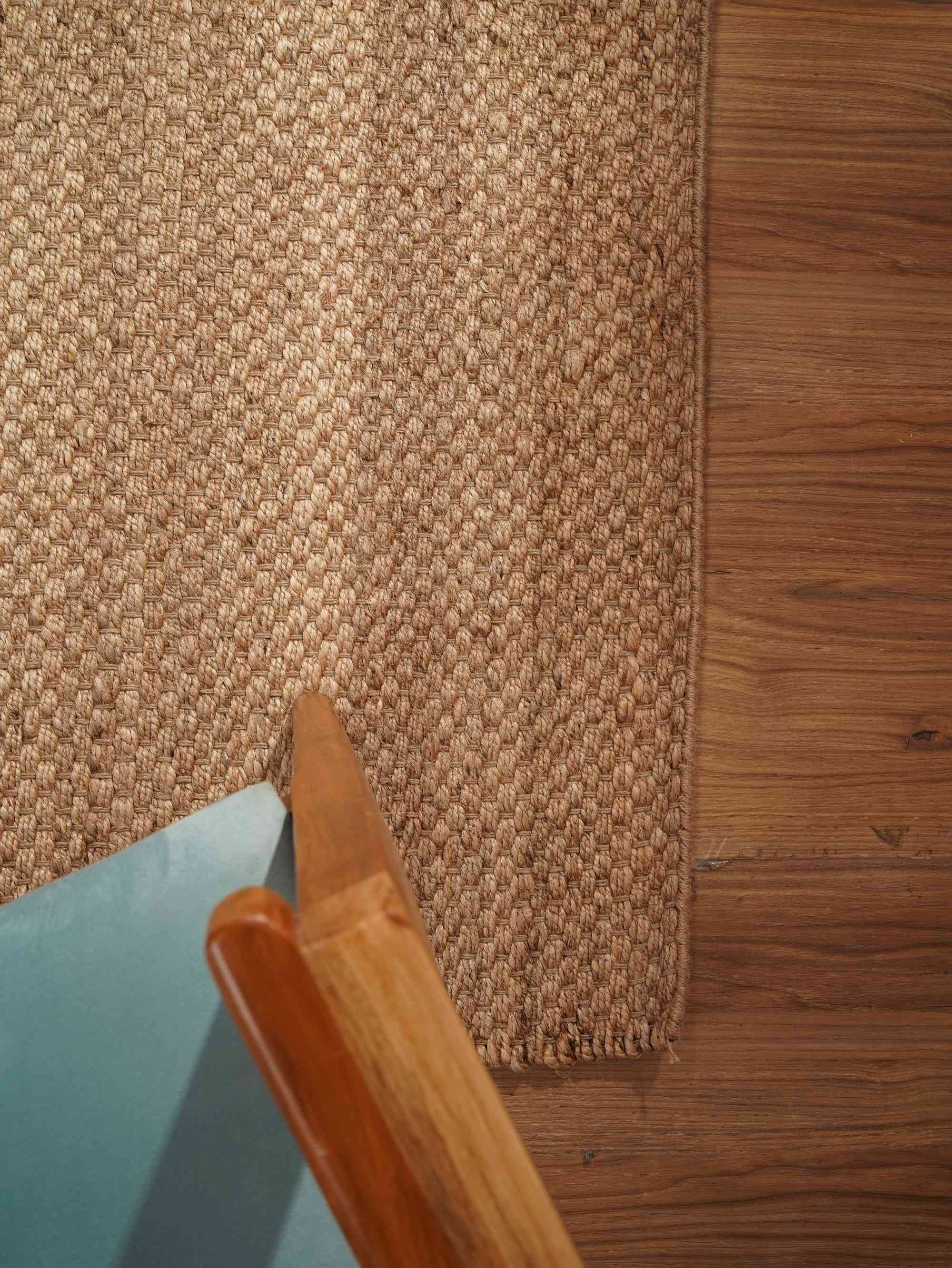 HAND WOVEN JUTE ECO-FRIENDLY AREA RUGS - 6'x9', Rectangle Shape, Camel Color, Solid Plain Pattern, High Pile, Natural Fiber, Outdoor Indoor Handmade Area Rugs for Living Room, Bed Room (J00006)