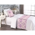 thumbnail image 2 of Damask Bed Runner Set, Pastel Floral Shapes on a Soft Colored Background Vintage Illustration, Decorative Bedding Scarf & a Pillow Sham for Hotels Homes, Twin, Pale Pink and Violet, by Ambesonne, 2 of 3