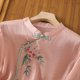 thumbnail image 5 of Top de Manga 3/4 Fiudx con Botones Cuello Alto Bordado Lino mujer, 5 of 7