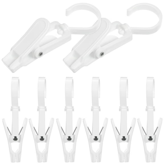 WORGEOUS  10 Pcs Swivel Coat Hook Curtain Hooks Clothes Hangers Travel White