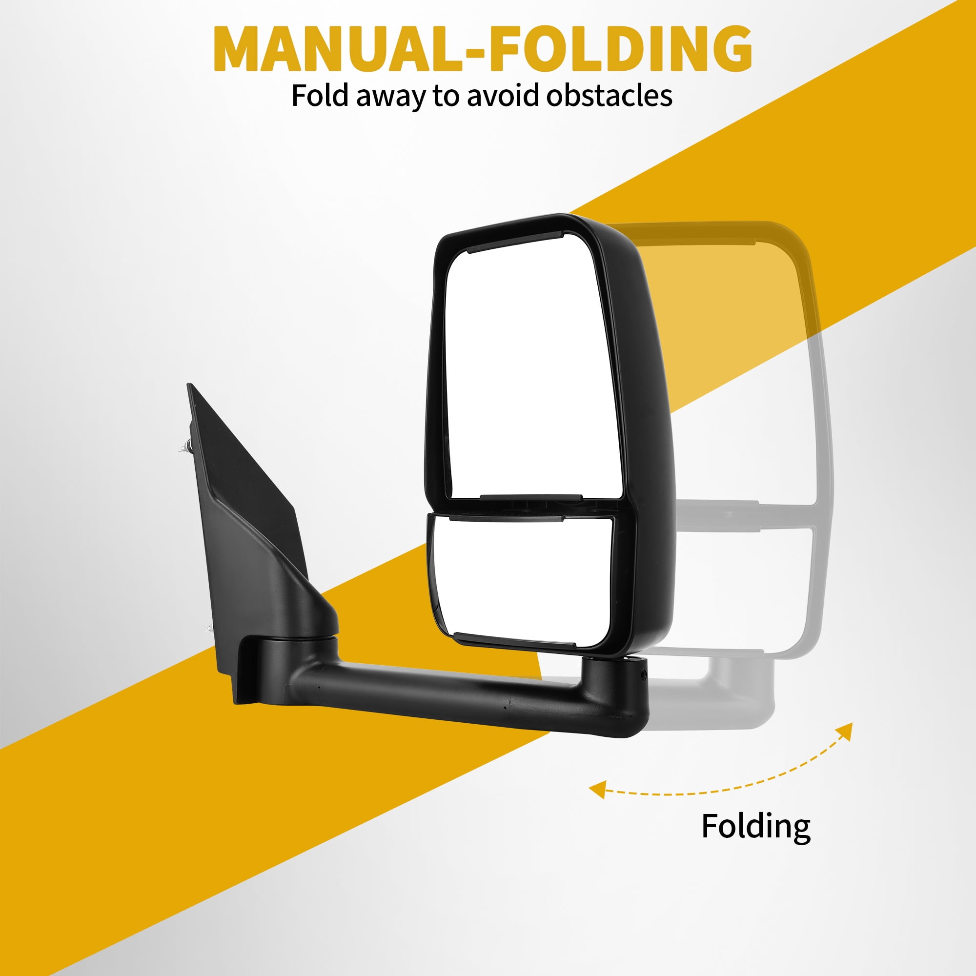 LEDKINGDOMUS Manual Folding Mirror Passenger Side Right for Chevy Express GMC Savana 1500 2500 3500 2003-2019 Models with Convex Lens and Adjustable Glass