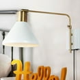 thumbnail image 5 of JONATHAN Y Max 20.5" Swing Arm 1-Light Modern Midcentury Iron USB Charging Port LED Sconce, White/Brass Gold, 5 of 9