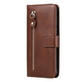 thumbnail image 2 of SaniMore Case for iPhone 15 Plus (6.7" 2023), Zipper Wallet Pocket Caed Slots Retro PU Leather Shockproof Drop-proof Flip Kickstand All-around Protective Shell for iPhone 15 Plus, Brown, 2 of 13