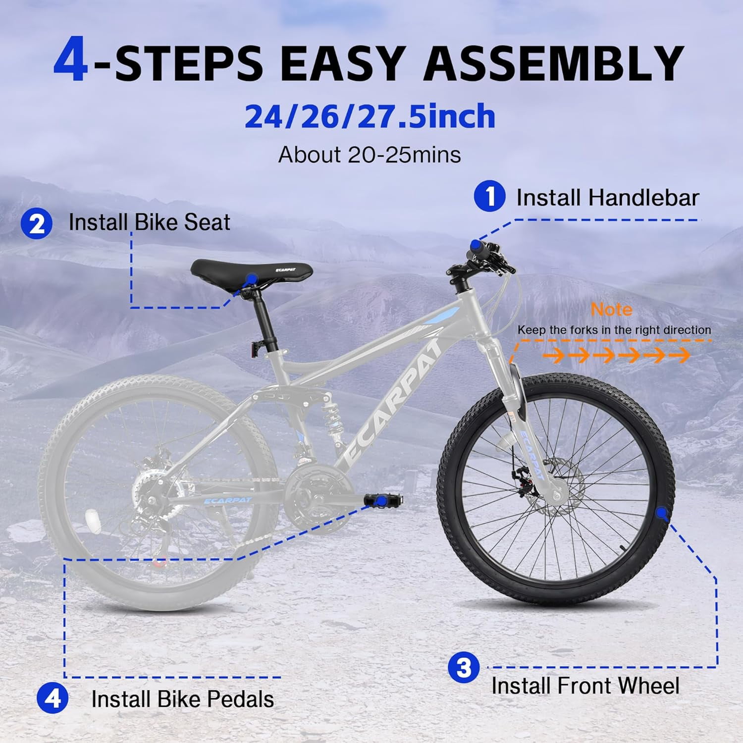 26" Mountain Bike, Dual Shock & 21-Speed Disc Brakes, Steel Frame for Adults Commute City Trail