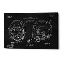 Epic Graffiti  "Modern Football Helmet Blueprint Chalkboard Patent" Giclee Canvas Wall Art, 12"x18"