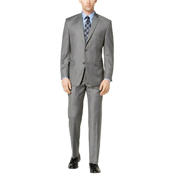 Andrew Marc Mens Glen Plaid Two Button Formal Suit, Grey, 36 Short / 30W x 29L