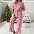 thumbnail image 2 of Gubotare Christmas Pajamas for Women Set Long Sleeve Button Down Pajama Set Womens Button Up Top Pants Christmas Jumpsuit for Women (Pink,XXL), 2 of 5