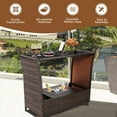 thumbnail image 5 of Gymax Rattan Patio Bar Cart Beverage Bar Counter Table w/ Wheels & Ice Bucket, 5 of 10