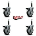 thumbnail image 2 of 5 Inch Thermo Rubber Swivel 1 Inch Expanding Stem Caster Set with Brake, 2 of 2