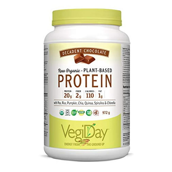 VegiDay Raw Organic Plant Based Protein Decadent Chocolate