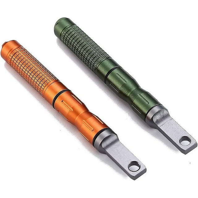 Allume-feu Compact, Tige de Ferro Filetée Remplaçable Tige de Magnésium en Acier pour Silex, Kits de Survie d'Urgence, Camping, Randonnée, Bricolage (2 Pcs, orange)