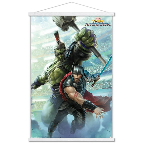 Marvel Cinematic Universe - Thor: Ragnarok - Warriors Wall Poster with Wooden Magnetic Frame, 22.375" x 34"