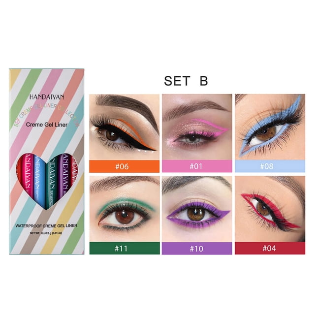 Fiudx Ofertas Flash Artículos En Oferta Luz Mate, Ojos Ahumados Brillantes, Sombra De Ojos, Delineador De Ojos Líquido Con Purpurina, 6 Piezas