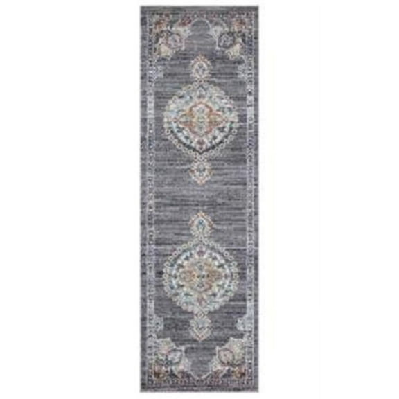 Concord Global Trading 72762 2 x 7 ft. Vintage Oushak Medallion Runner Rug, Gray