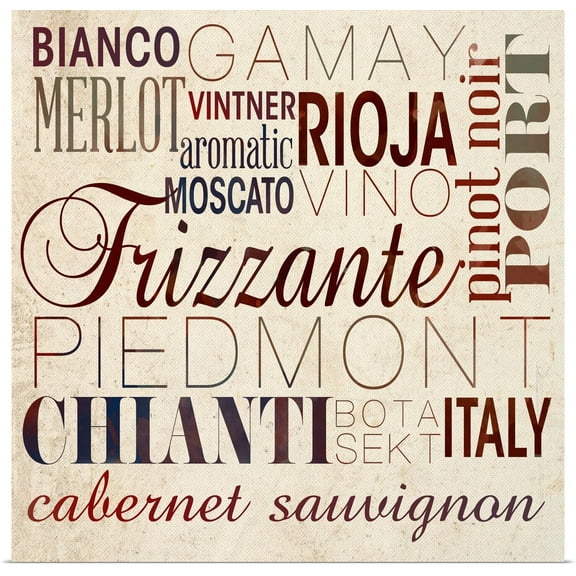 Great BIG Canvas | Rolled SD Graphics Studio Poster Print entitled Wine Words I