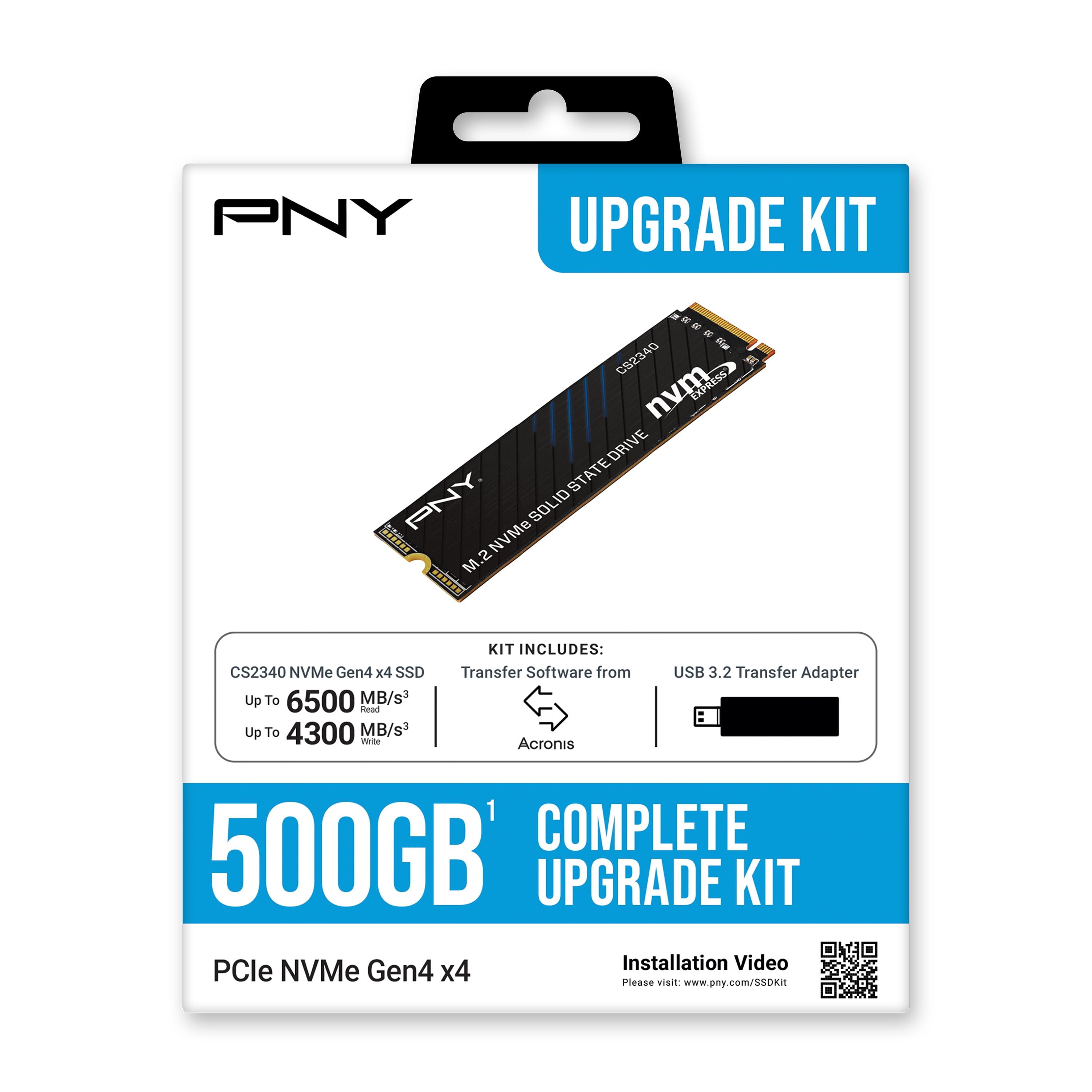 PNY CS2340 500GB PCIe Gen4 x4 NVMe M.2 Internal SSD Kit -up to 7400 MB/s Read