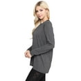 thumbnail image 3 of Women's Long Sleeve Cut-Out Back At leisure Top, HEATHER CHARCOAL, S, 3 of 5