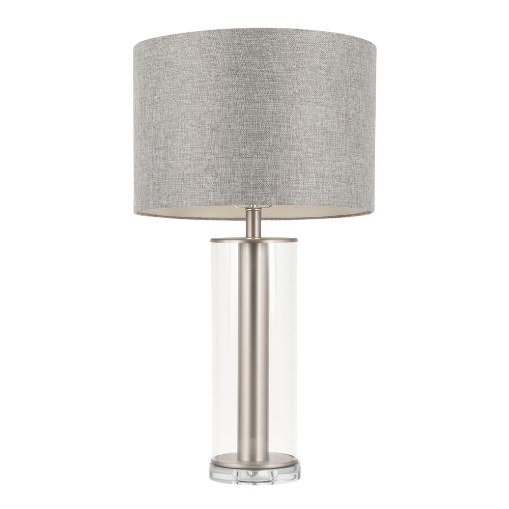 Glacier Contemporary Table Lamp in Brushed Nickel Metal and Glass Base