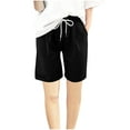 thumbnail image 4 of Plebaso Women's Casual Shorts Elastic Waist Straight Leg Shorts Lightweight Pull on Shorts with Drawstring, 4 of 7