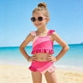 thumbnail image 2 of CAICJ98 Toddler Girl Swimsuit Summer 2 Piece Little Girls Bathing Suit Beach Girls' Color Block Bikini Swimwear (4-5 Years,Pink), 2 of 9