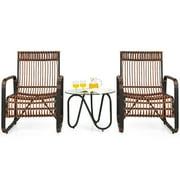 Costway 3-Piece PE Rattan Patio Furniture Set, Brown