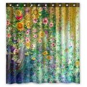 YKCG Spring Sunflower Mystic Floral Flower Waterproof Fabric Bathroom Shower Curtain 66x72 inches