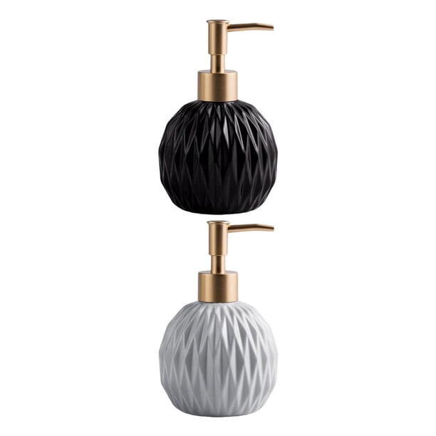 2 dispensadores de jabón de cerámica para decoración de baño de hotel. Gris Azul Negro