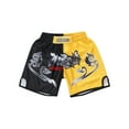 thumbnail image 4 of Haitryli Kids Boys Muay Thai Martial Arts Shorts MMA Kick Boxing Boxer Shorts Training Booty Shorts Black&Yellow 3-4, 4 of 7