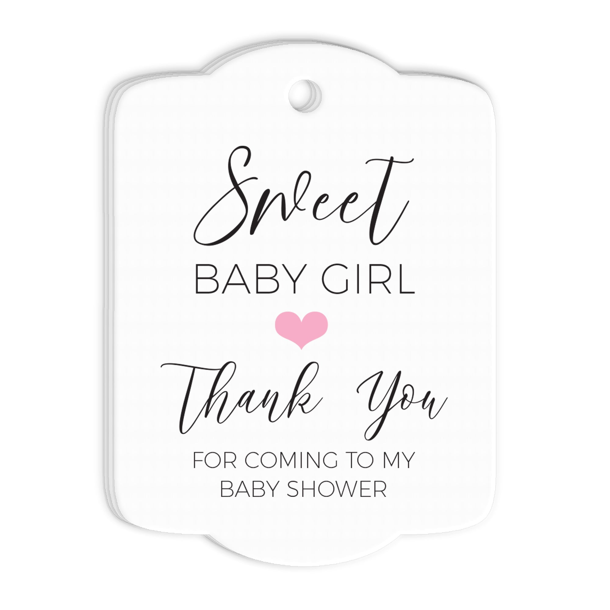 Baby Shower Favor Tags Sweet Baby Girl Pink Rounded Set of 24
