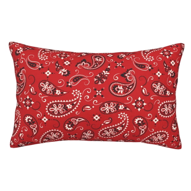 Balery Red Paisley Floral Funda de Cojín Estampada, Regalos para Mujeres, Regalos de Amor para Ella, Regalos para Novia o Esposa, Funda de Almohada-16"x24"