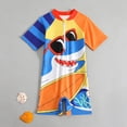 thumbnail image 4 of Boys Swimsuit Kids One Piece Swimsuit Cartoon Shark Print Long Sleeve Comfortable Korean Style Cute Boys Swim Set Size 5-6Y, 4 of 6